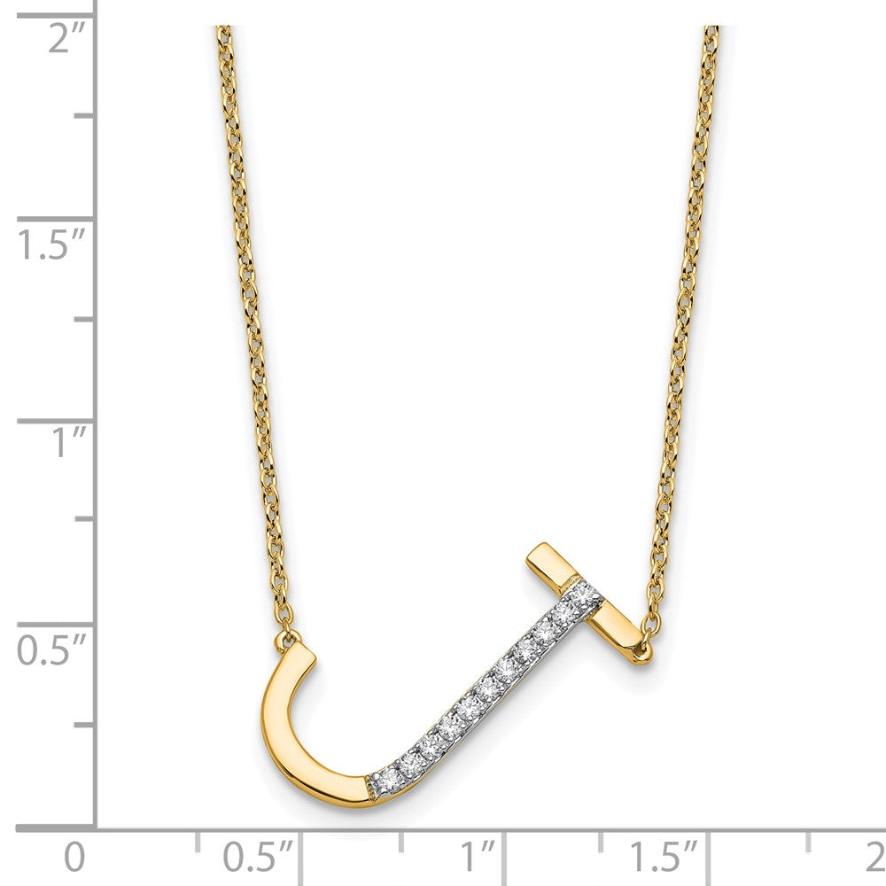 Sideways Diamond Initial J Necklace - WBC