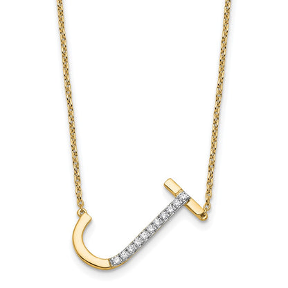 Sideways Diamond Initial J Necklace - WBC