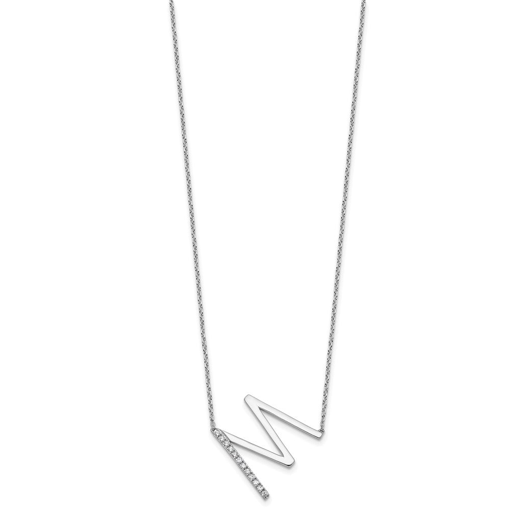 Sideways Diamond Initial M Necklace - WBC