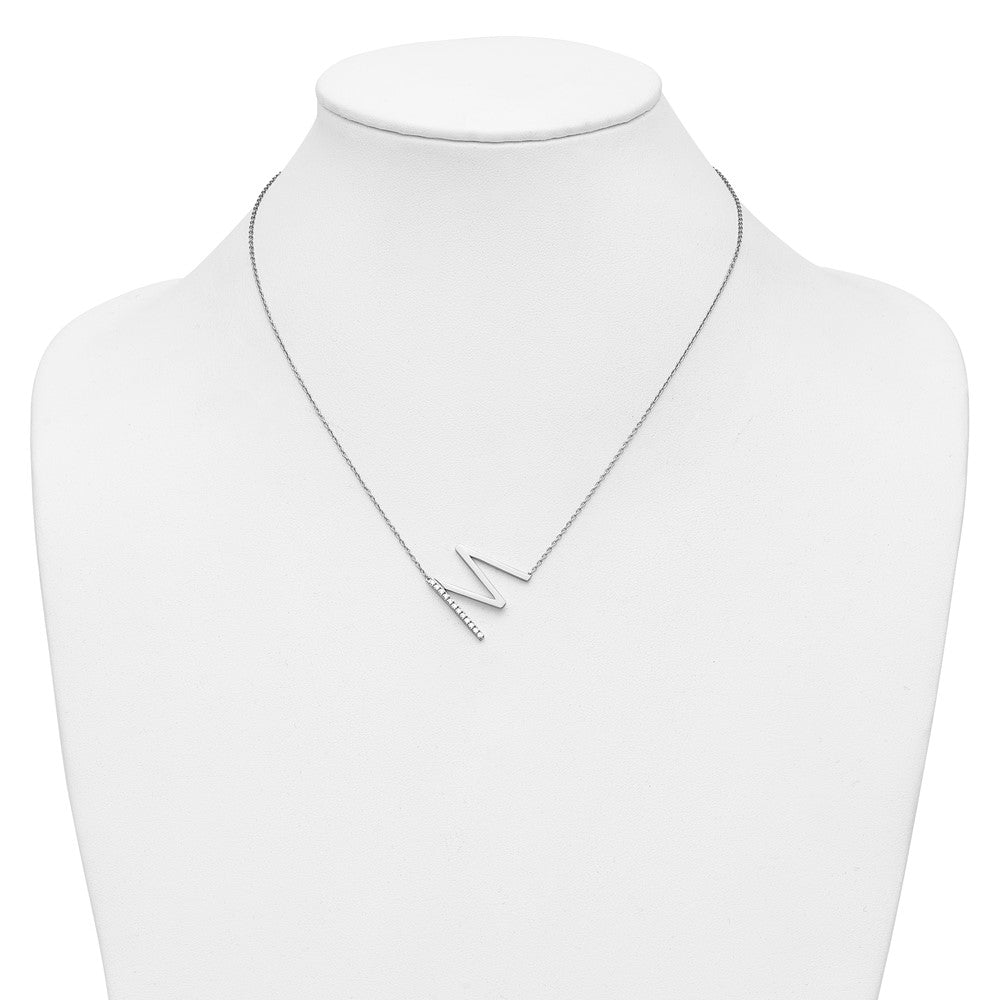 Sideways Diamond Initial M Necklace - WBC