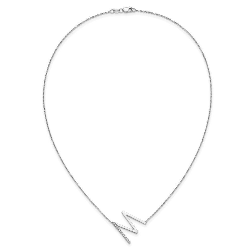 Sideways Diamond Initial M Necklace - WBC
