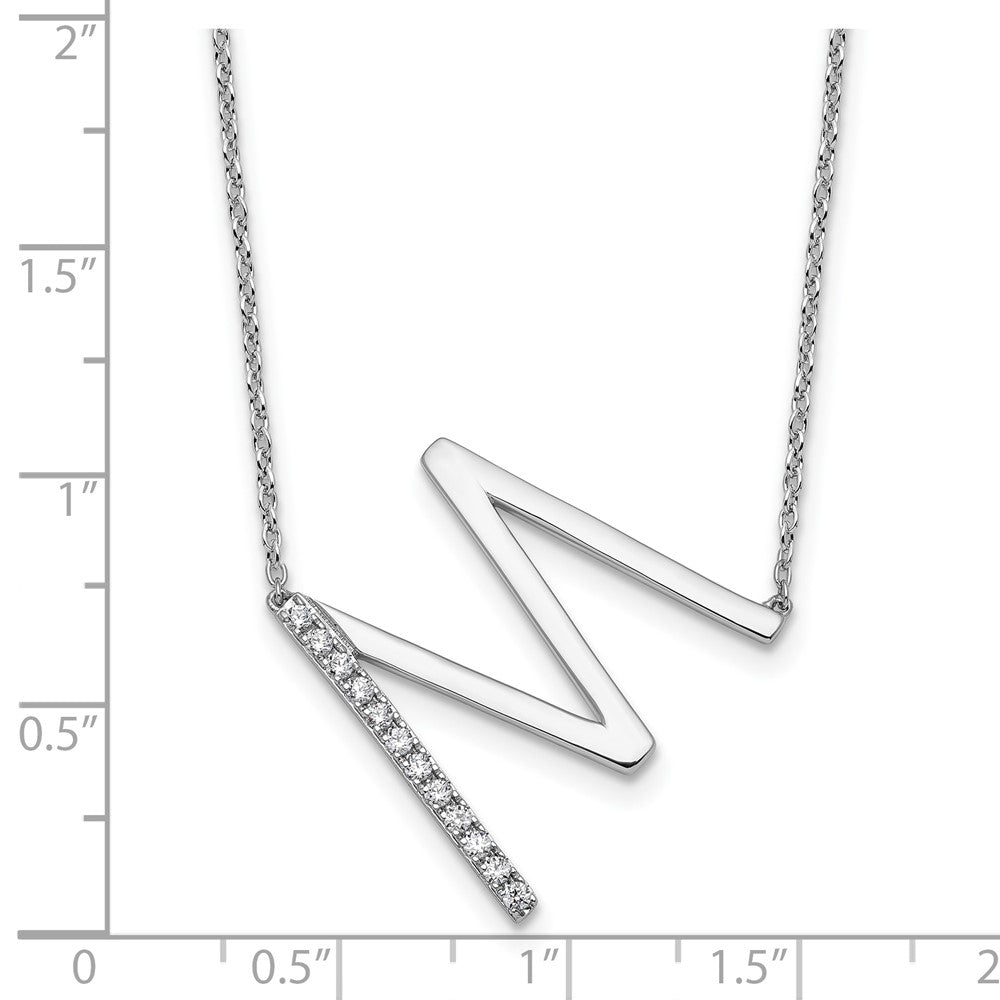 Sideways Diamond Initial M Necklace - WBC
