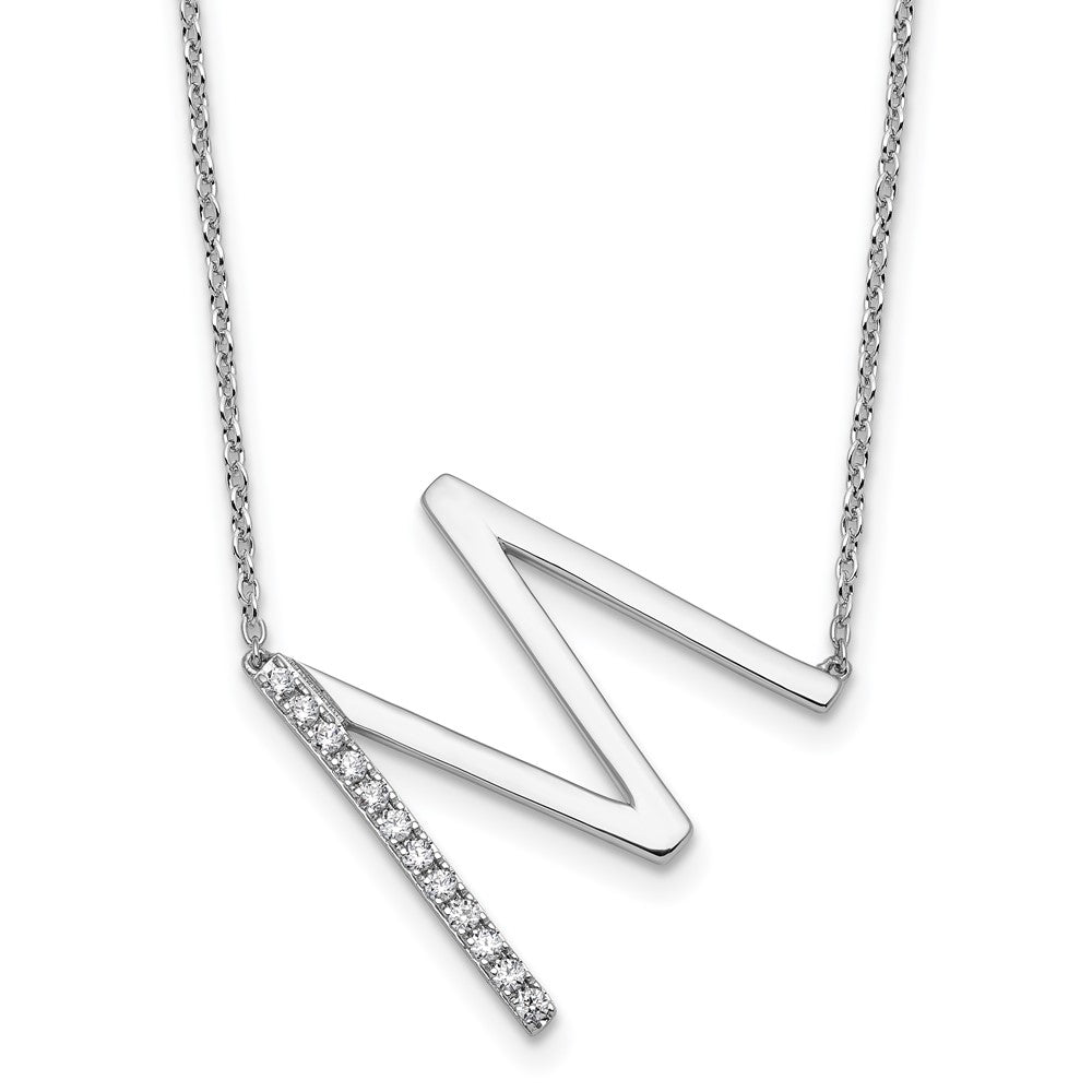 Sideways Diamond Initial M Necklace - WBC