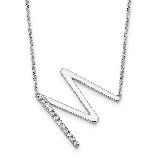 Sideways Diamond Initial M Necklace - WBC