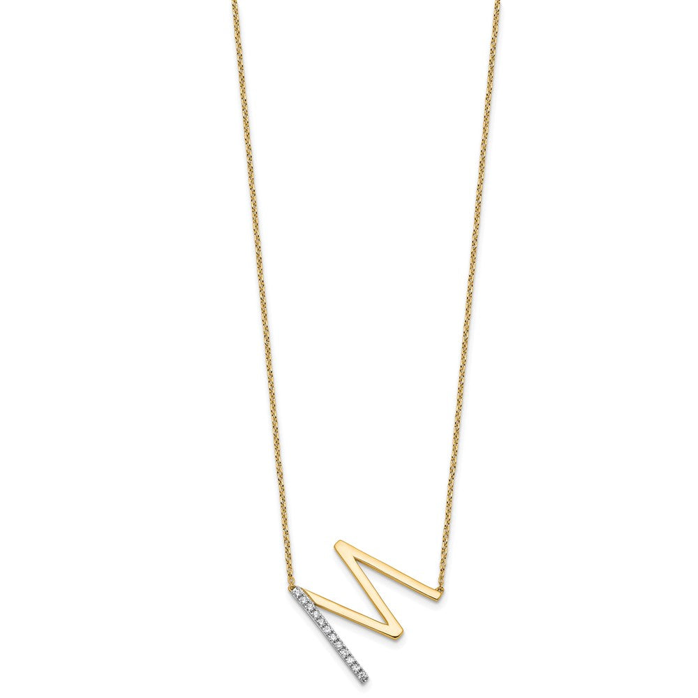 Sideways Diamond Initial M Necklace - WBC