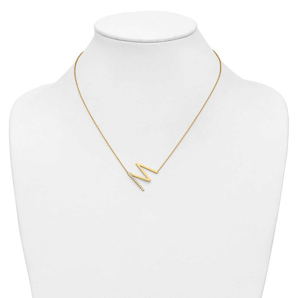 Sideways Diamond Initial M Necklace - WBC
