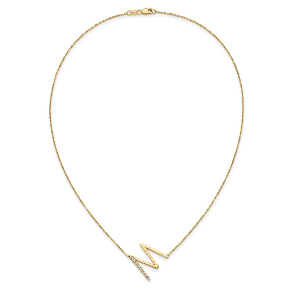 Sideways Diamond Initial M Necklace - WBC