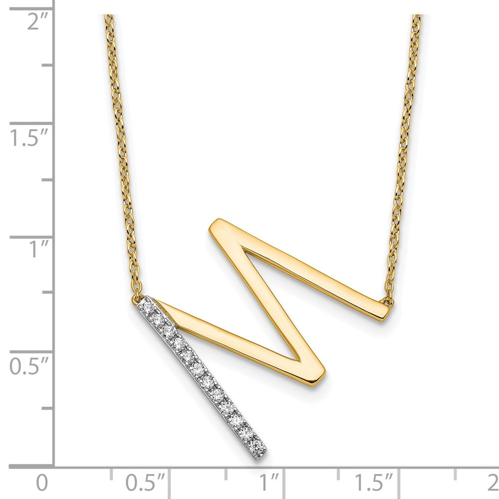 Sideways Diamond Initial M Necklace - WBC