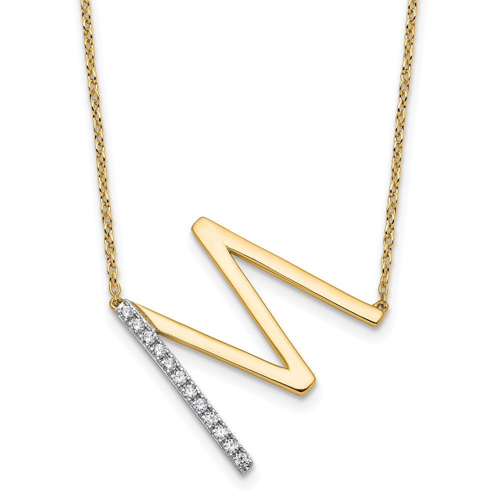Sideways Diamond Initial M Necklace - WBC