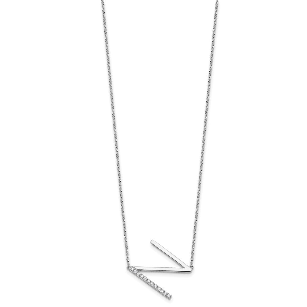 Sideways Diamond Initial N Necklace - WBC