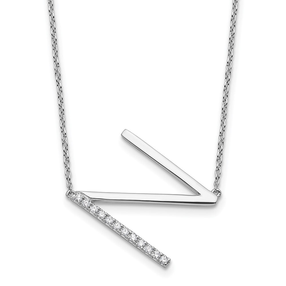 Sideways Diamond Initial N Necklace - WBC