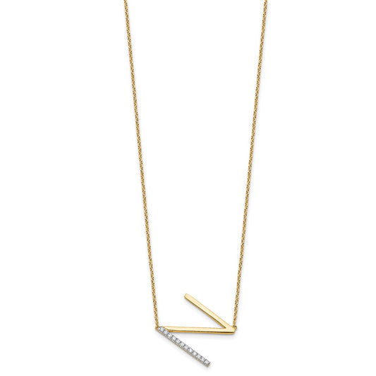 Sideways Diamond Initial N Necklace - WBC