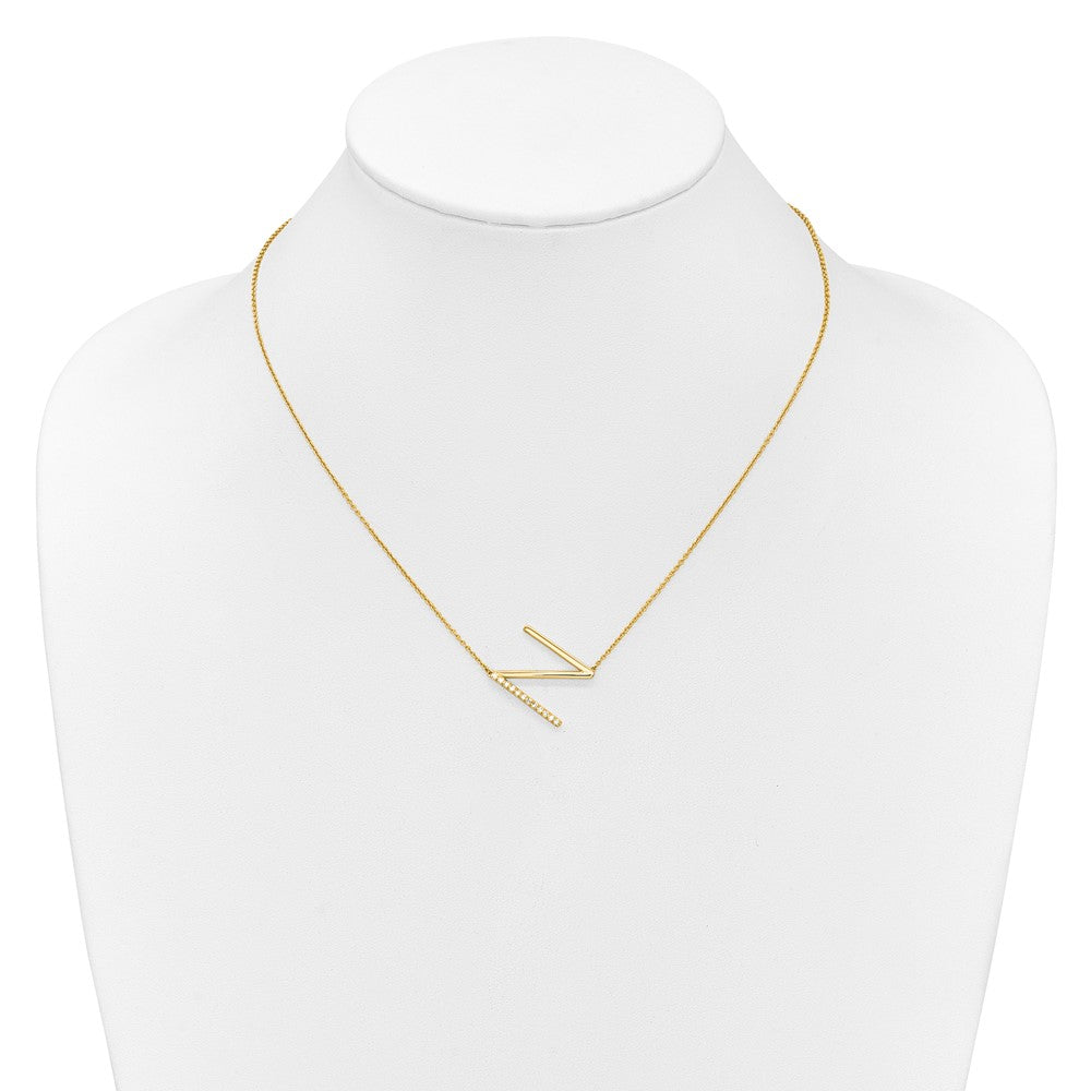 Sideways Diamond Initial N Necklace - WBC