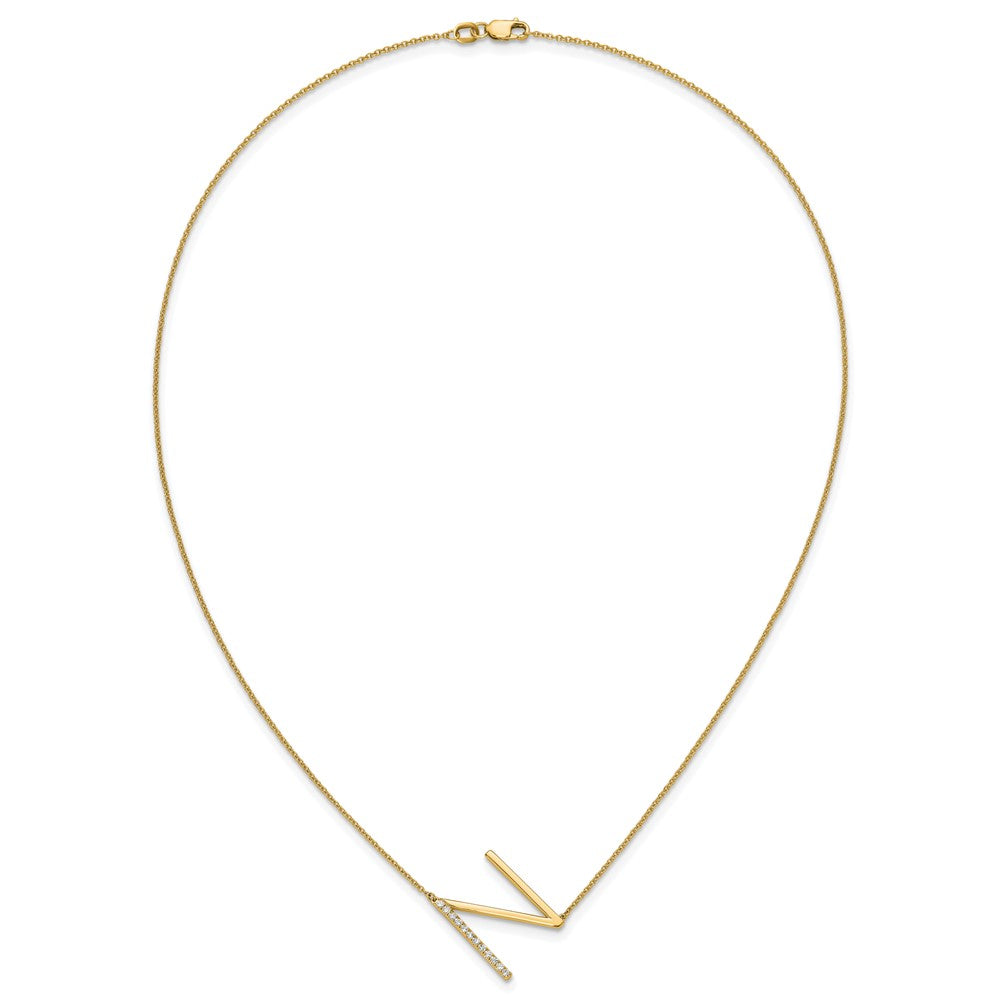 Sideways Diamond Initial N Necklace - WBC