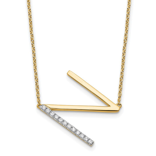 Sideways Diamond Initial N Necklace - WBC