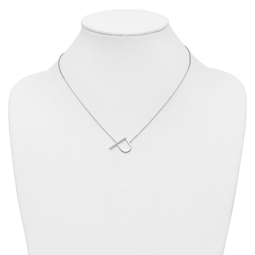 Sideways Diamond Initial P Necklace - WBC