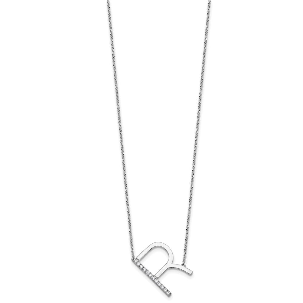 Sideways Diamond Initial R Necklace - WBC