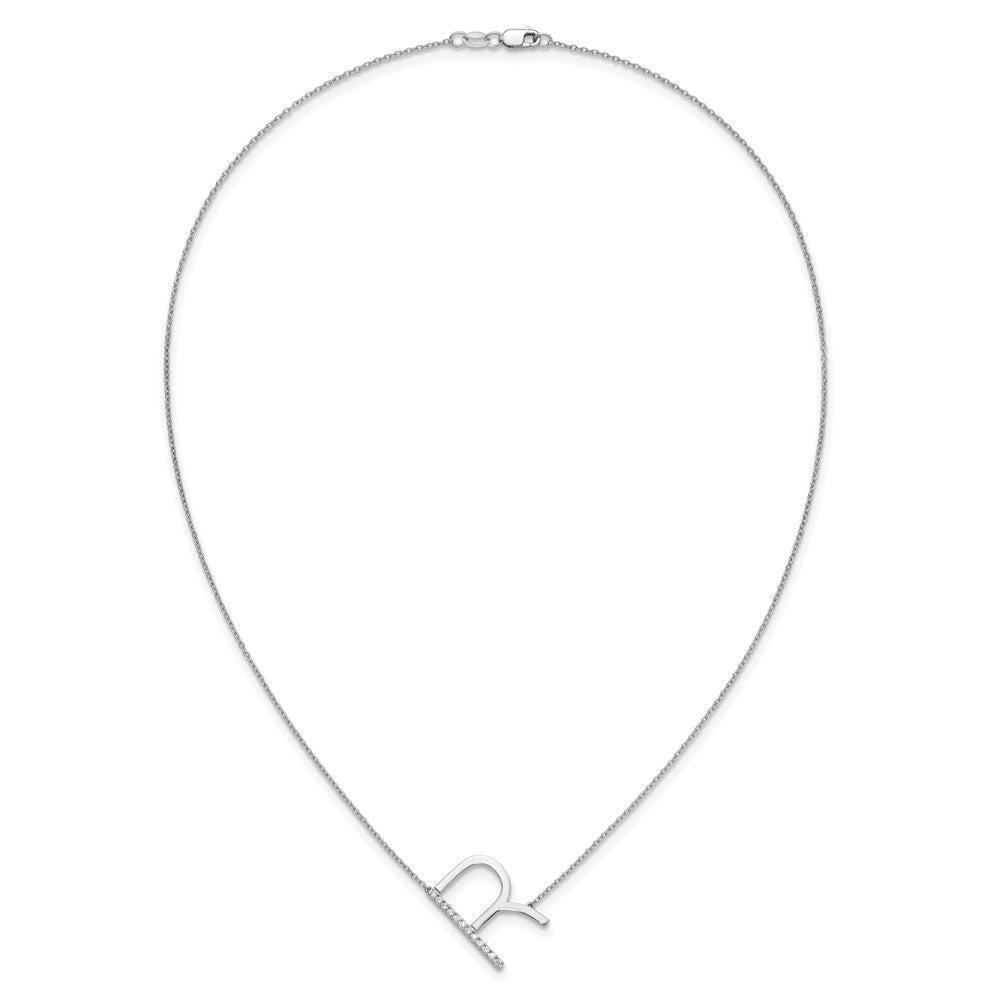 Sideways Diamond Initial R Necklace - WBC