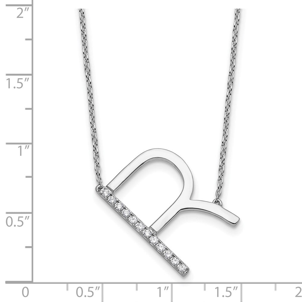 Sideways Diamond Initial R Necklace - WBC