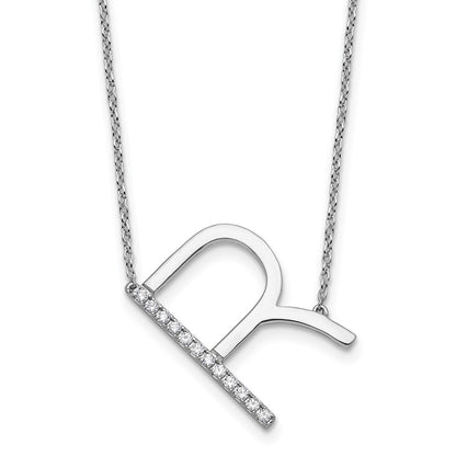 Sideways Diamond Initial R Necklace - WBC