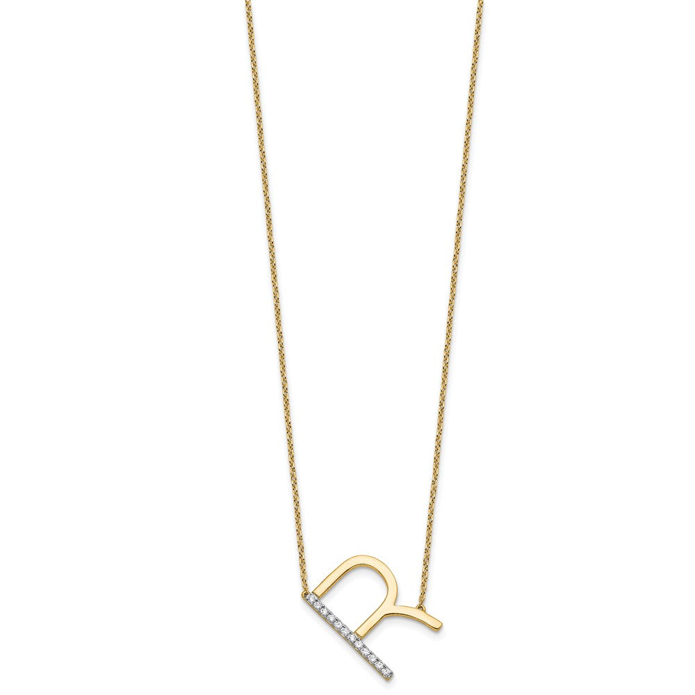 Sideways Diamond Initial R Necklace - WBC