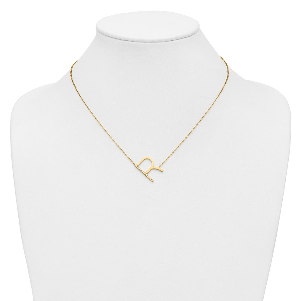 Sideways Diamond Initial R Necklace - WBC