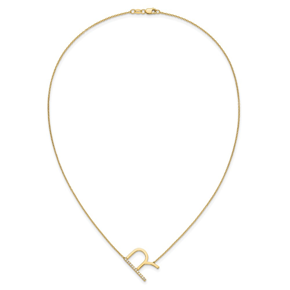 Sideways Diamond Initial R Necklace - WBC