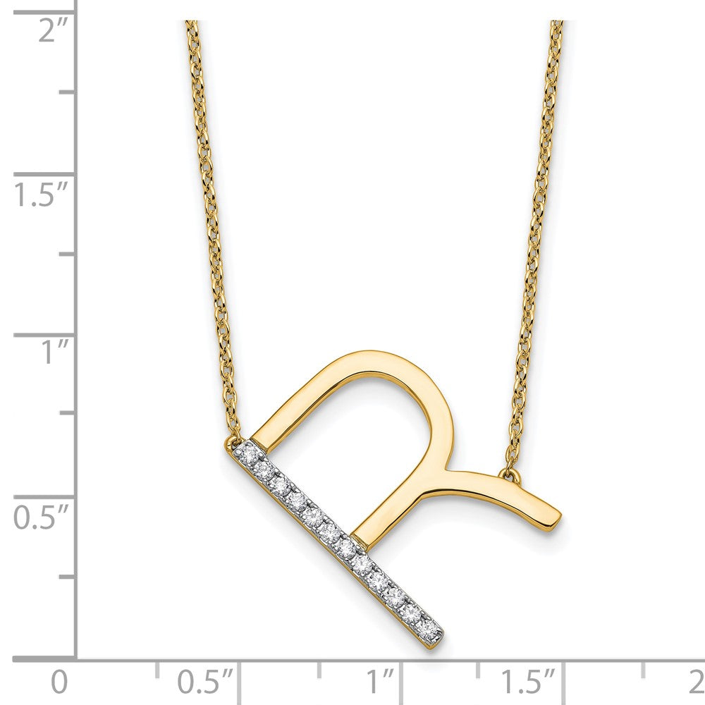 Sideways Diamond Initial R Necklace - WBC