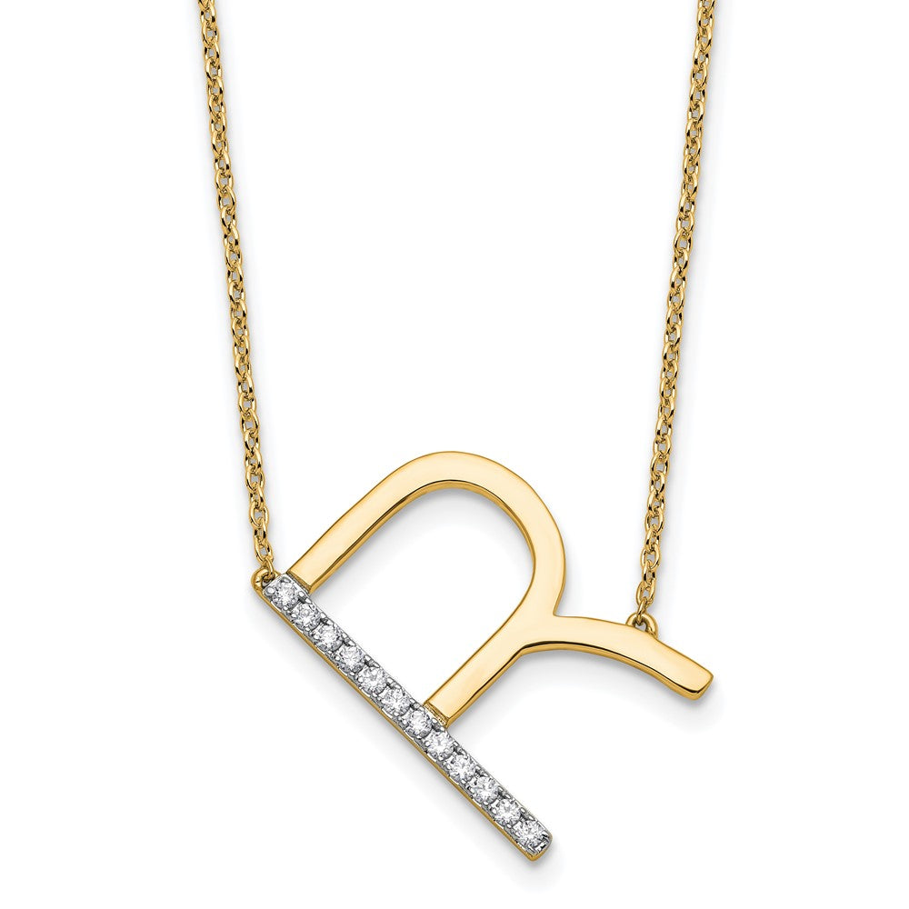 Sideways Diamond Initial R Necklace - WBC