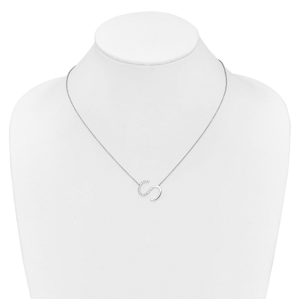 Sideways Diamond Initial S Necklace - WBC