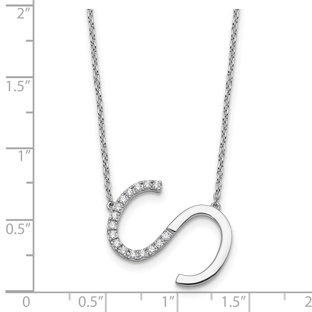 Sideways Diamond Initial S Necklace - WBC