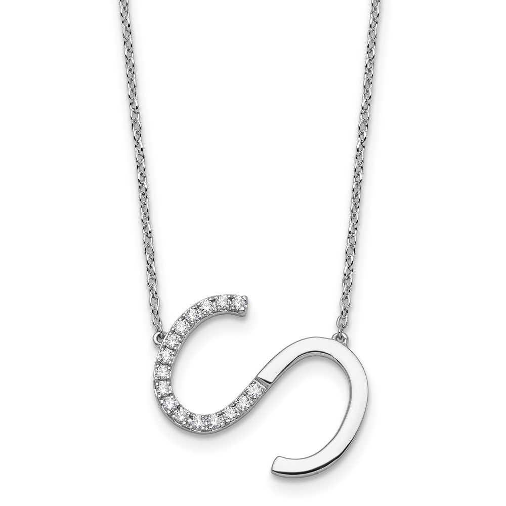 Sideways Diamond Initial S Necklace - WBC