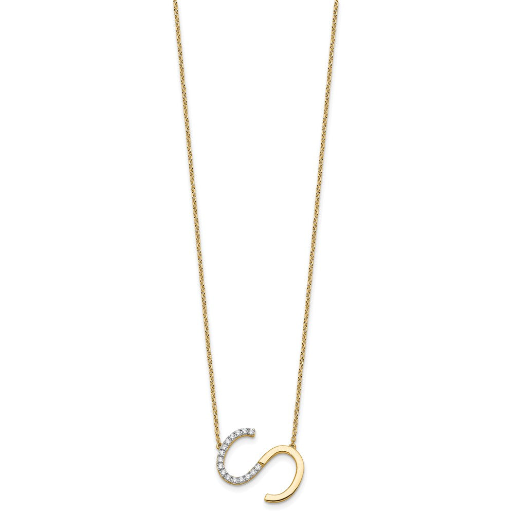 Sideways Diamond Initial S Necklace - WBC