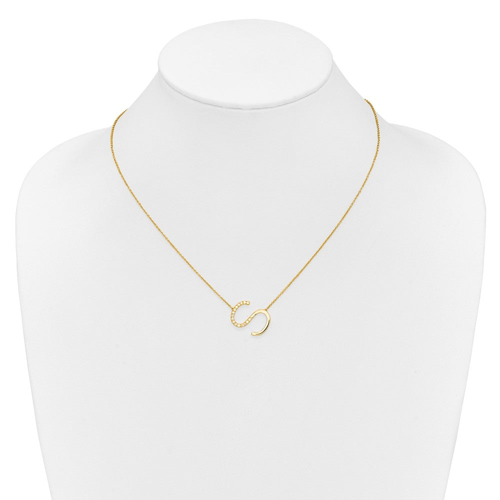 Sideways Diamond Initial S Necklace - WBC
