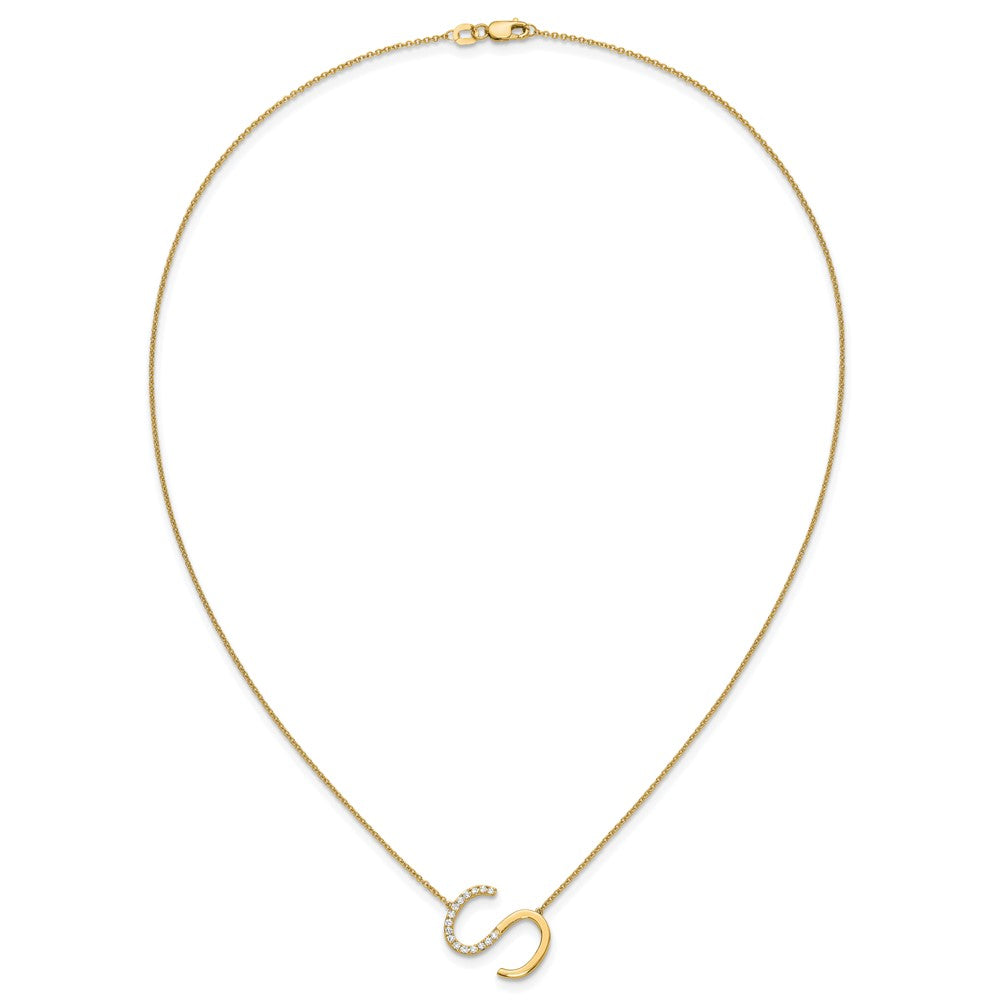 Sideways Diamond Initial S Necklace - WBC