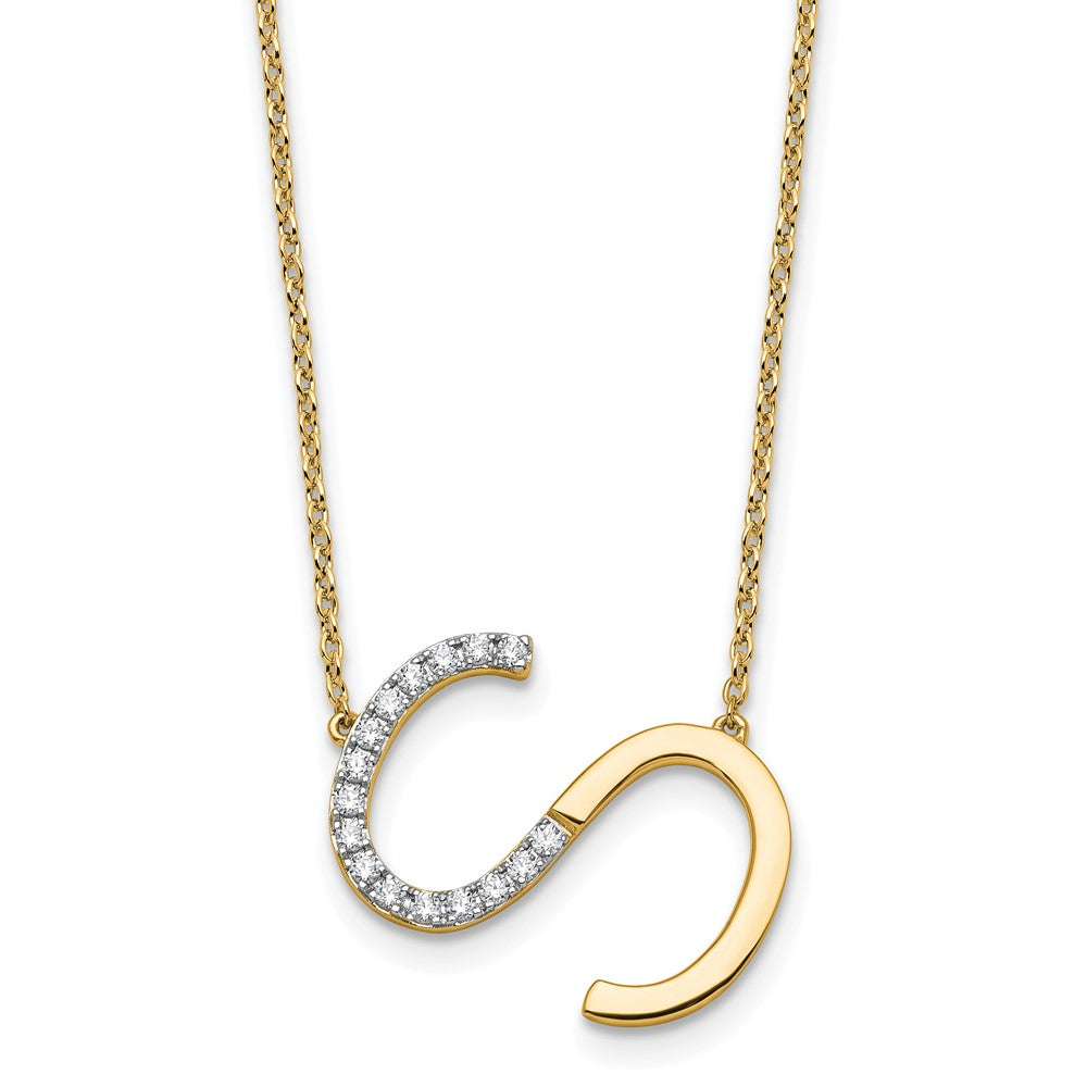 Sideways Diamond Initial S Necklace - WBC