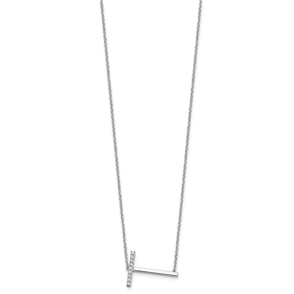 Sideways Diamond Initial T Necklace - WBC