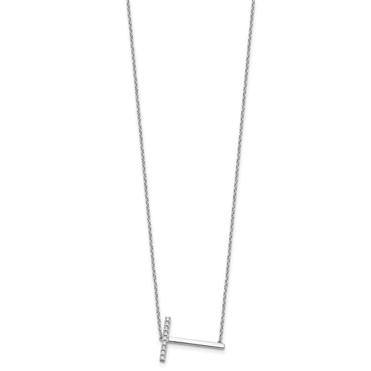 Sideways Diamond Initial T Necklace - WBC