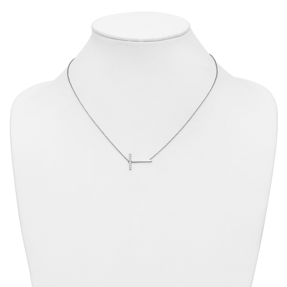 Sideways Diamond Initial T Necklace - WBC