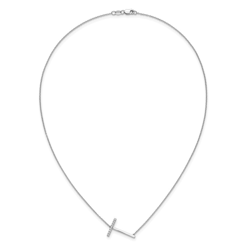 Sideways Diamond Initial T Necklace - WBC