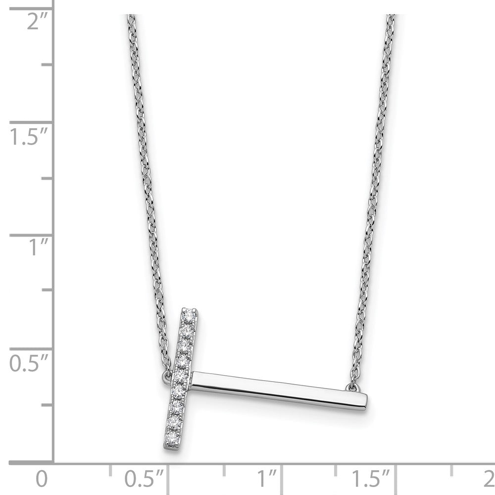 Sideways Diamond Initial T Necklace - WBC