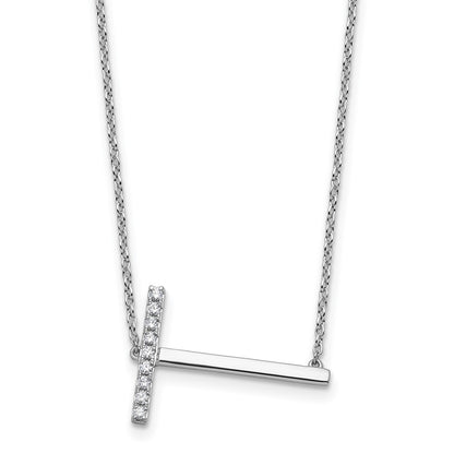 Sideways Diamond Initial T Necklace - WBC