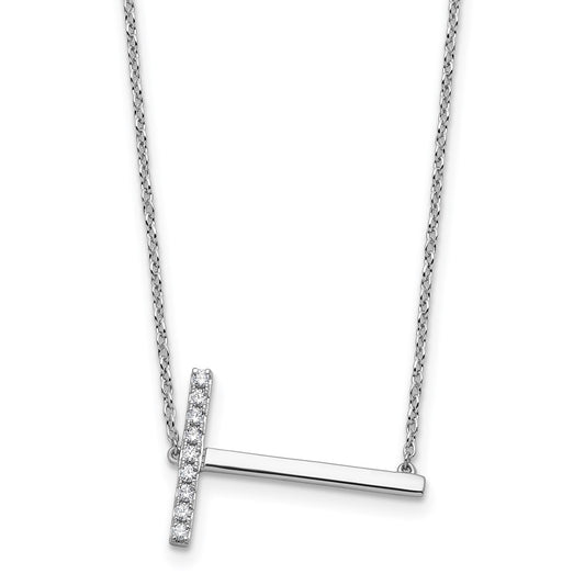 Sideways Diamond Initial T Necklace - WBC