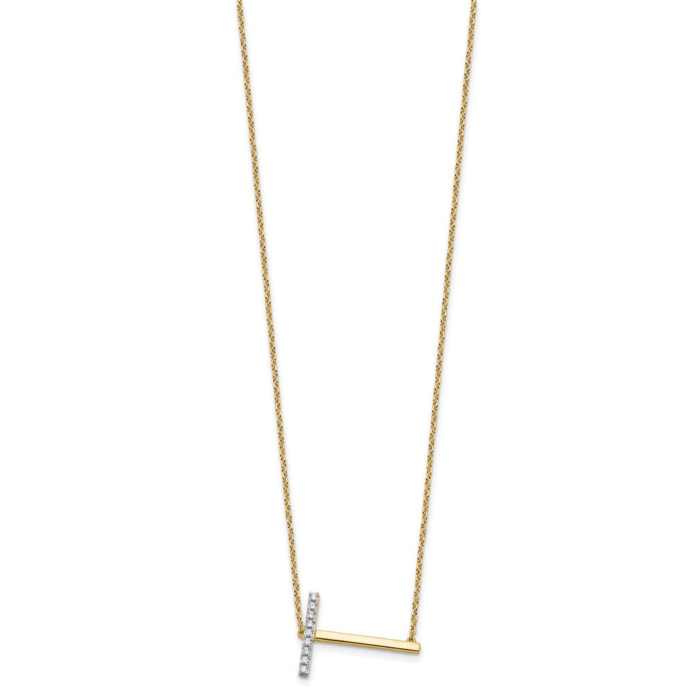 Sideways Diamond Initial T Necklace - WBC