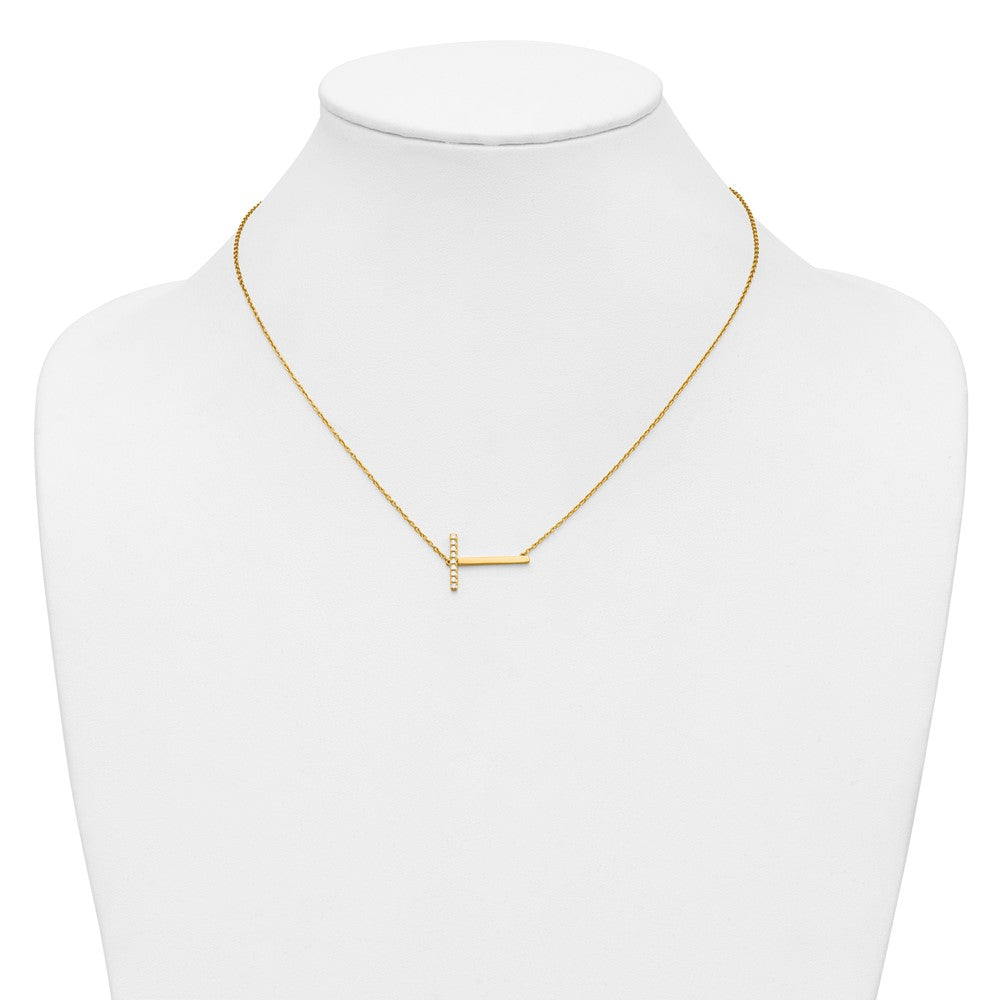 Sideways Diamond Initial T Necklace - WBC