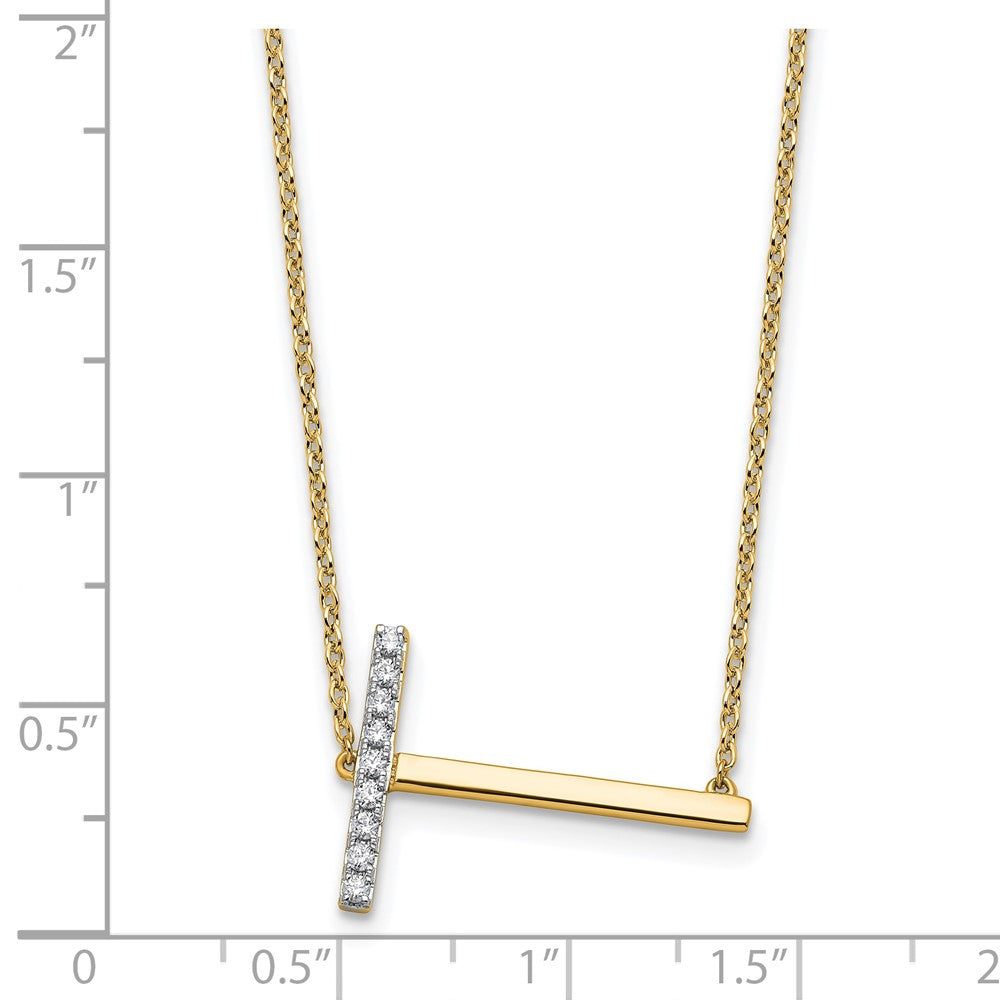 Sideways Diamond Initial T Necklace - WBC