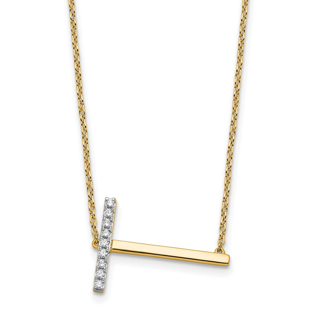 Sideways Diamond Initial T Necklace - WBC