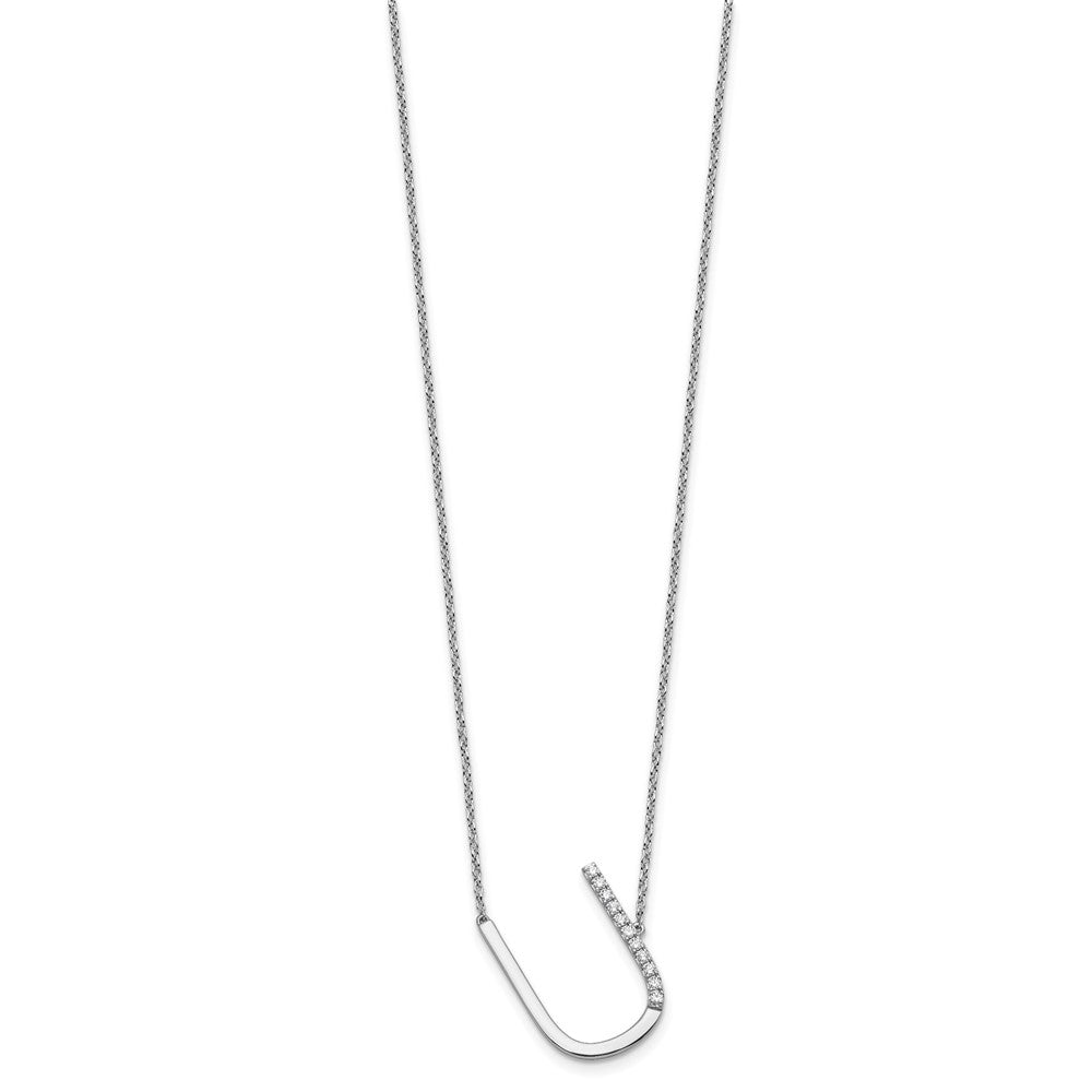 Sideways Diamond Initial U Necklace - WBC
