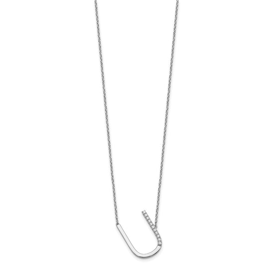 Sideways Diamond Initial U Necklace - WBC