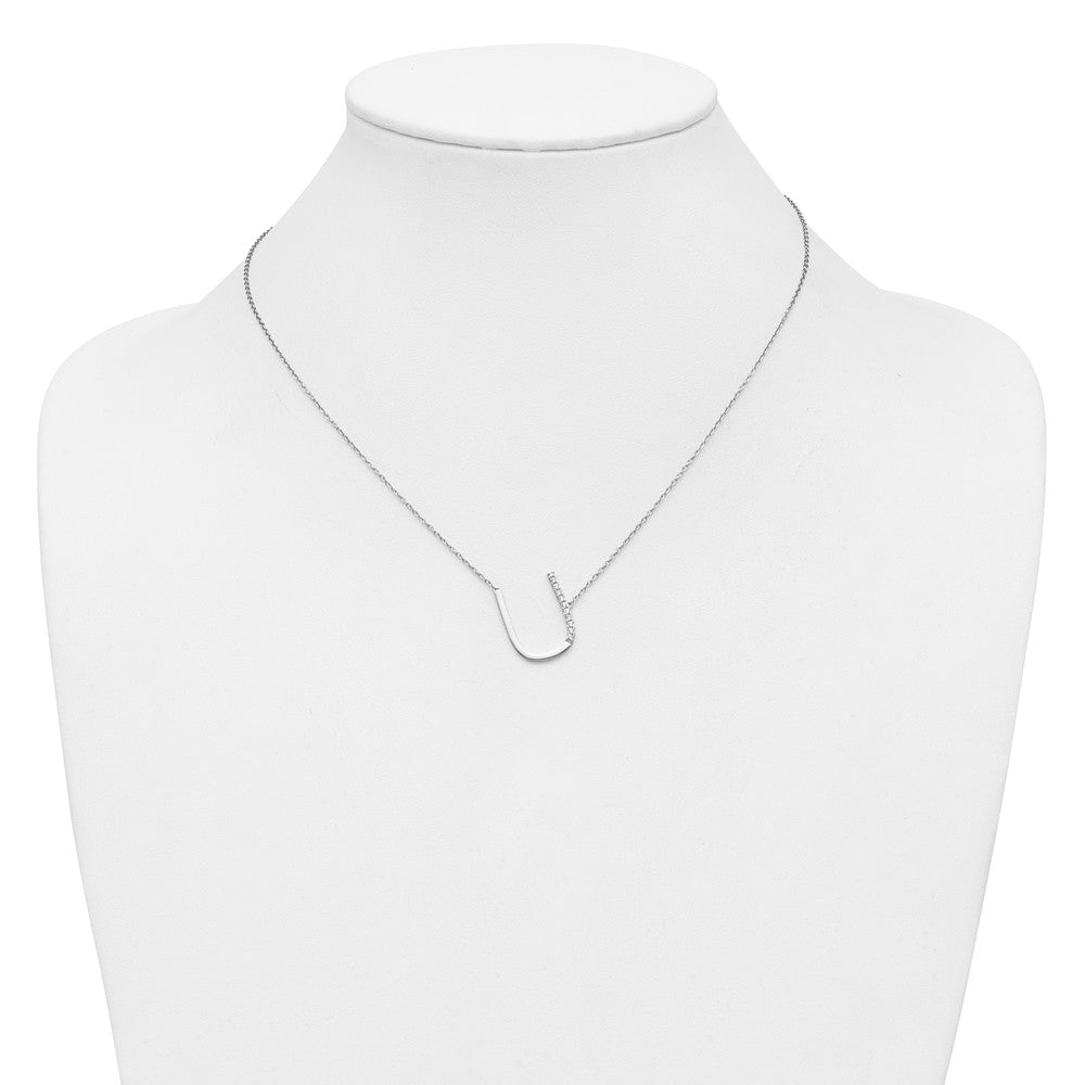 Sideways Diamond Initial U Necklace - WBC